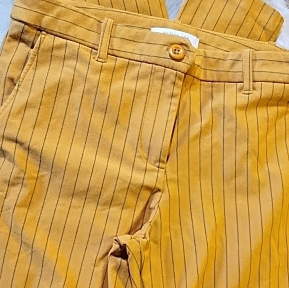 Zara Mustard Pinstripe Pants - Picture 1 of 6